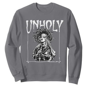 Unholy Nun Sweatshirt Funny Horror Unholy Nun Satan Baphomet Gothic TS14 Charcoal Print Your Wear