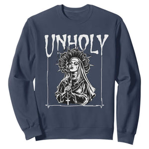Unholy Nun Sweatshirt Funny Horror Unholy Nun Satan Baphomet Gothic TS14 Navy Print Your Wear