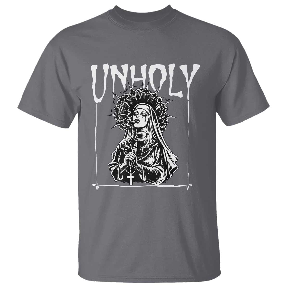 Unholy Nun T Shirt Funny Horror Unholy Nun Satan Baphomet Gothic TS14 Charcoal Print Your Wear