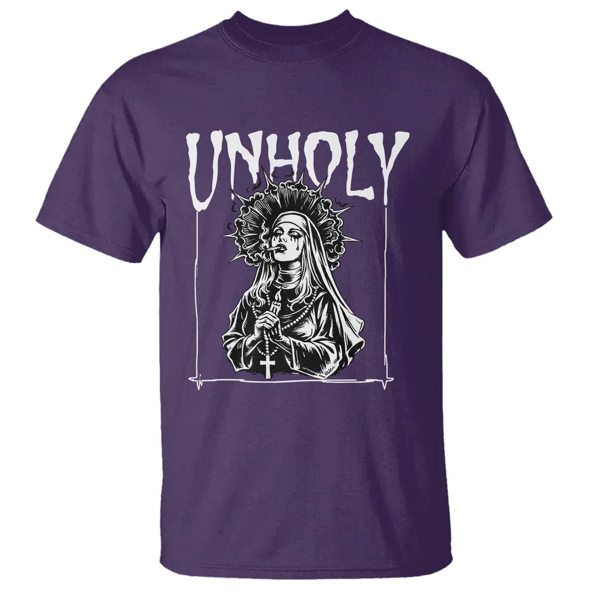 Unholy Nun T Shirt Funny Horror Unholy Nun Satan Baphomet Gothic TS14 Purple Print Your Wear