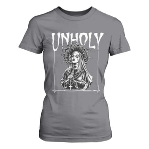 Unholy Nun T Shirt For Women Funny Horror Unholy Nun Satan Baphomet Gothic TS14 Charcoal Print Your Wear