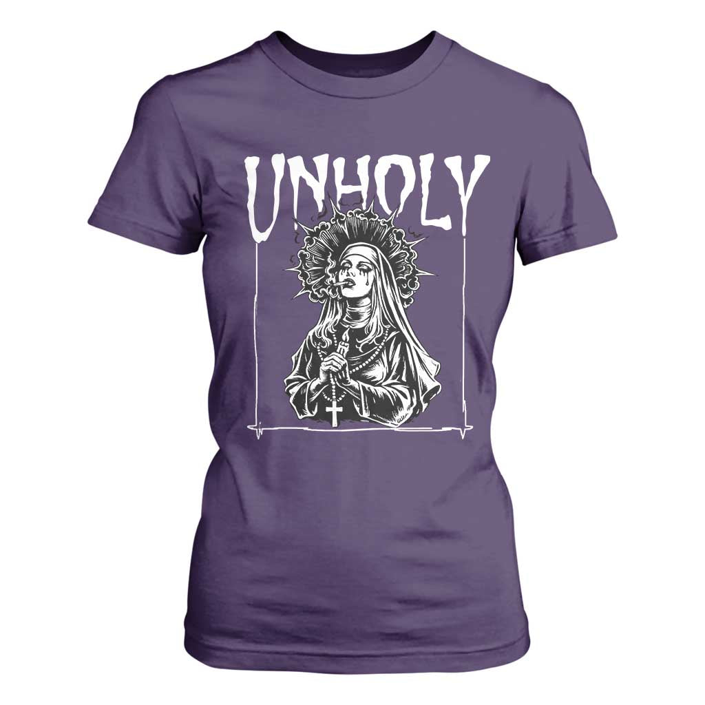 Unholy Nun T Shirt For Women Funny Horror Unholy Nun Satan Baphomet Gothic TS14 Purple Print Your Wear