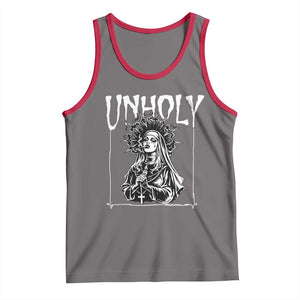 Unholy Nun Tank Top Funny Horror Unholy Nun Satan Baphomet Gothic TS14 Deep Heather Red Print Your Wear