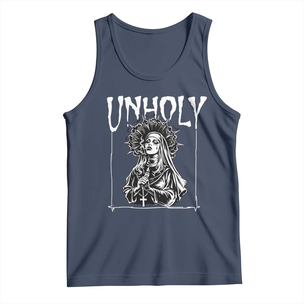Unholy Nun Tank Top Funny Horror Unholy Nun Satan Baphomet Gothic TS14 Navy Print Your Wear