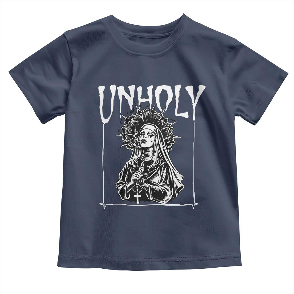 Unholy Nun Toddler T Shirt Funny Horror Unholy Nun Satan Baphomet Gothic TS14 Navy Print Your Wear
