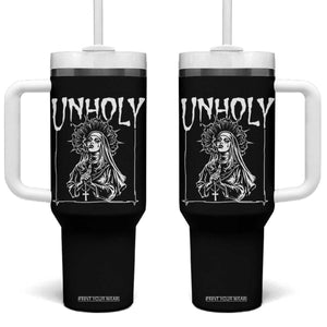 Unholy Nun Tumbler With Handle Funny Horror Unholy Nun Satan Baphomet Gothic TS14 One Size: 40 oz Black Print Your Wear