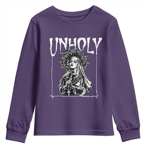 Unholy Nun Youth Sweatshirt Funny Horror Unholy Nun Satan Baphomet Gothic TS14 Purple Print Your Wear