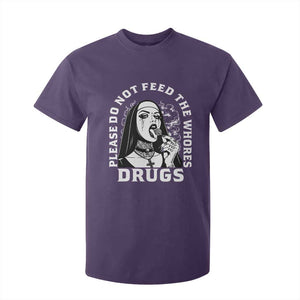 Funny Unholy Nun T Shirt For Kid Please Do Not Feed The Whores Drugs TS14 Purple Print Your Wear