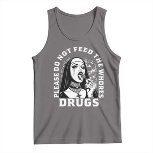 Funny Unholy Nun Tank Top Please Do Not Feed The Whores Drugs TS14 Deep Heather Print Your Wear