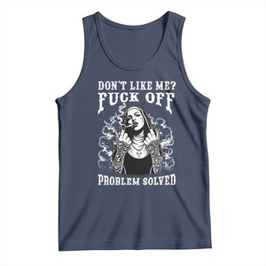Funny Unholy Nun Tank Top Don't Like Me Fuck Off Problem Solved TS14 Navy Print Your Wear
