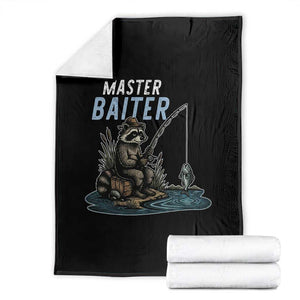Funny Raccoon Fishing Throw Blanket Master Baiter Fisherman TS14 Black Print Your Wear