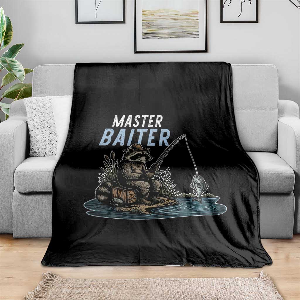 Funny Raccoon Fishing Throw Blanket Master Baiter Fisherman TS14 Print Your Wear