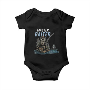 Funny Raccoon Fishing Baby Onesie Master Baiter Fisherman TS14 Black Print Your Wear