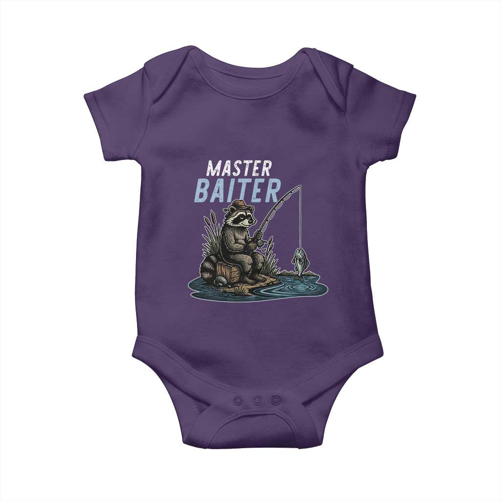 Funny Raccoon Fishing Baby Onesie Master Baiter Fisherman TS14 Purple Print Your Wear