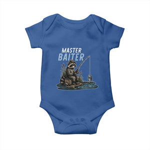 Funny Raccoon Fishing Baby Onesie Master Baiter Fisherman TS14 Royal Blue Print Your Wear