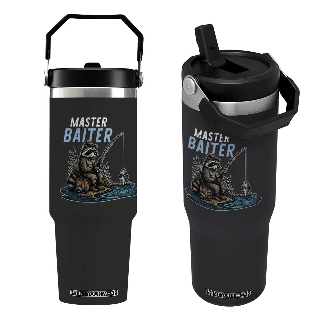 Funny Raccoon Fishing Flip Straw Tumbler Master Baiter Fisherman TS14 One Size: 30 oz Black Print Your Wear