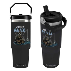 Funny Raccoon Fishing Flip Straw Tumbler Master Baiter Fisherman TS14 One Size: 30 oz Black Print Your Wear