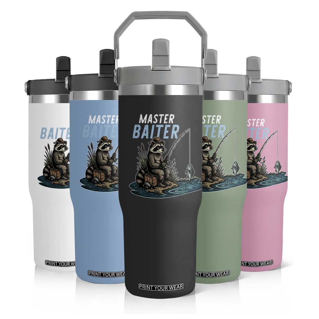 Funny Raccoon Fishing Flip Straw Tumbler Master Baiter Fisherman TS14 Print Your Wear