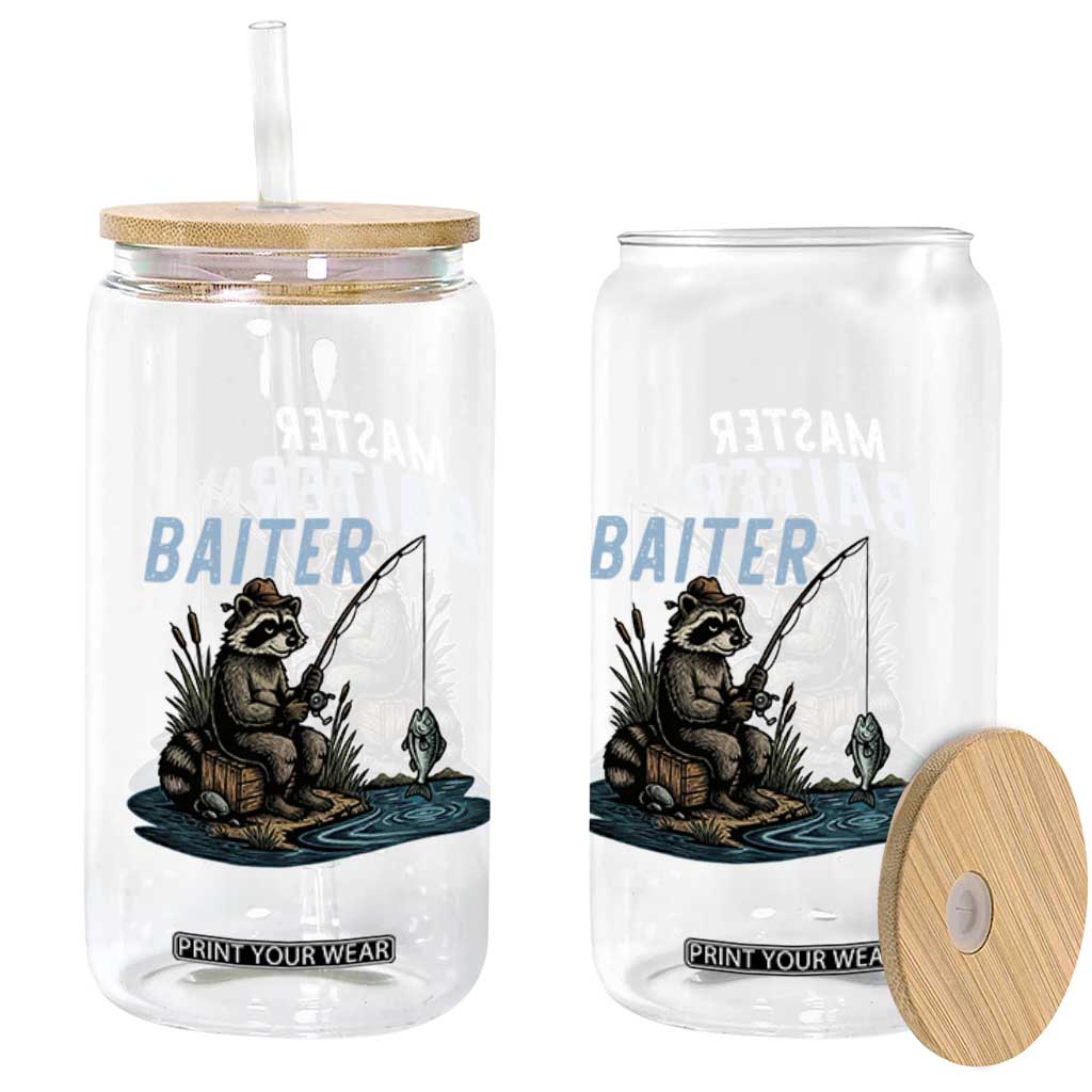 Funny Raccoon Fishing Glass Can Master Baiter Fisherman TS14 Print Your Wear