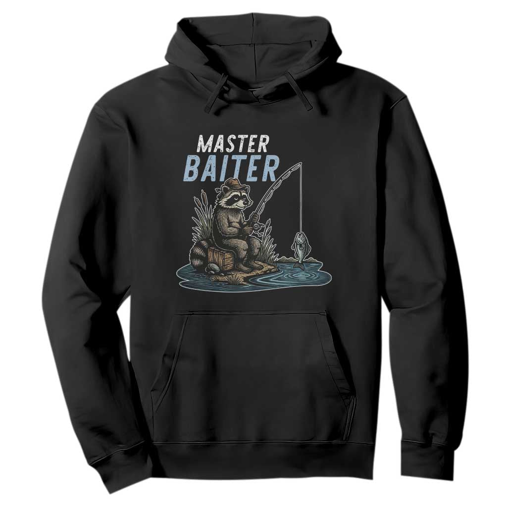 Funny Raccoon Fishing Hoodie Master Baiter Fisherman TS14 Black Print Your Wear