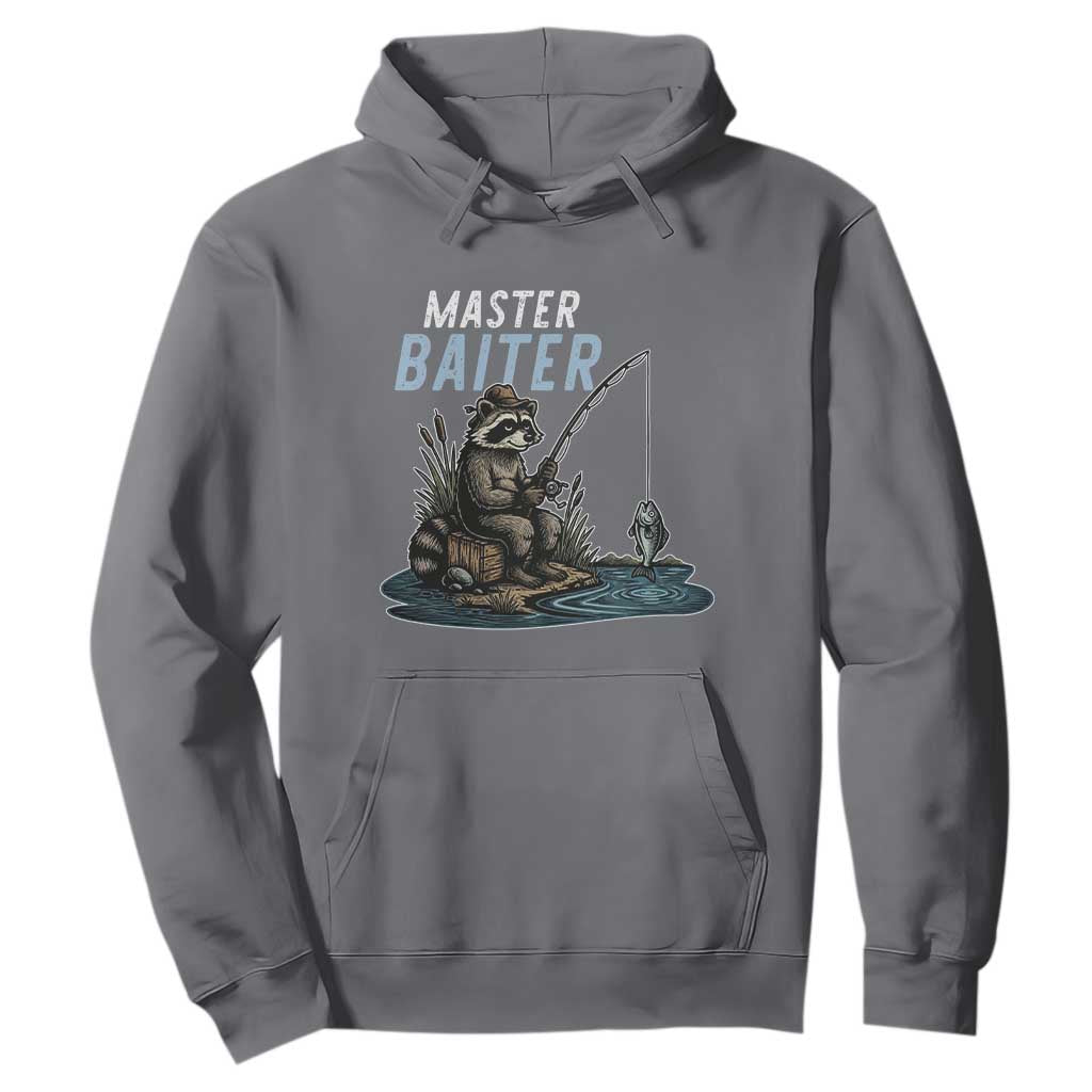 Funny Raccoon Fishing Hoodie Master Baiter Fisherman TS14 Charcoal Print Your Wear