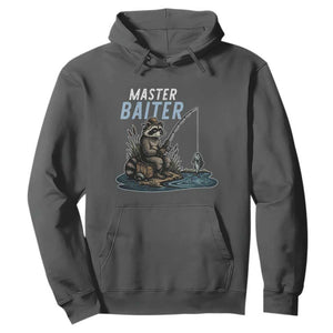 Funny Raccoon Fishing Hoodie Master Baiter Fisherman TS14 Dark Heather Print Your Wear