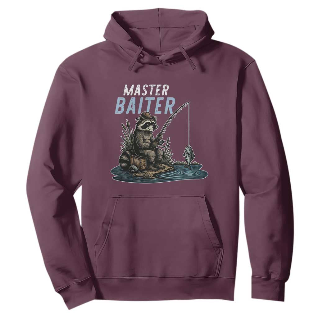 Funny Raccoon Fishing Hoodie Master Baiter Fisherman TS14 Maroon Print Your Wear