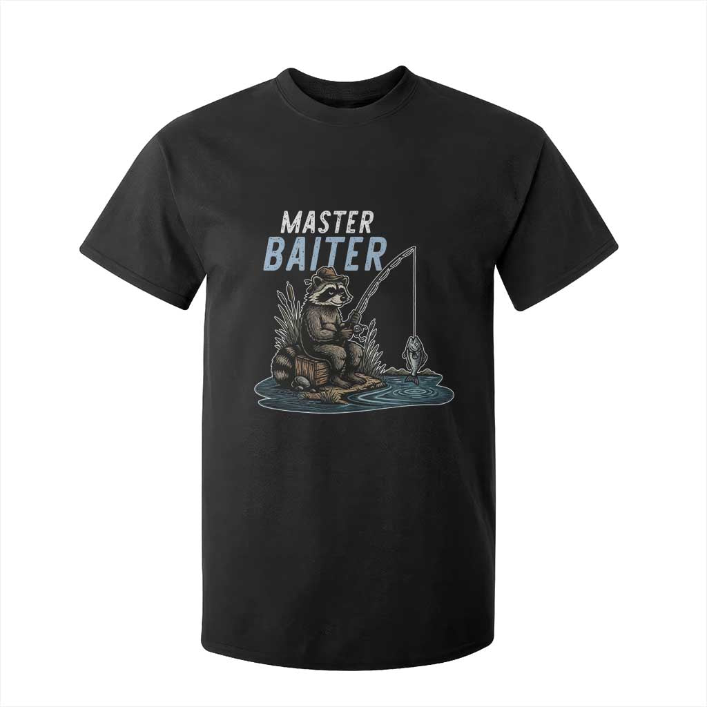 Funny Raccoon Fishing T Shirt For Kid Master Baiter Fisherman TS14 Black Print Your Wear