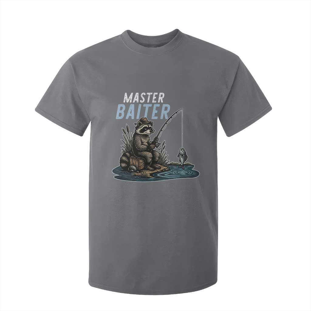 Funny Raccoon Fishing T Shirt For Kid Master Baiter Fisherman TS14 Charcoal Print Your Wear