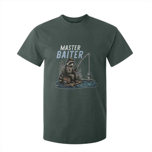 Funny Raccoon Fishing T Shirt For Kid Master Baiter Fisherman TS14 Dark Forest Green Print Your Wear