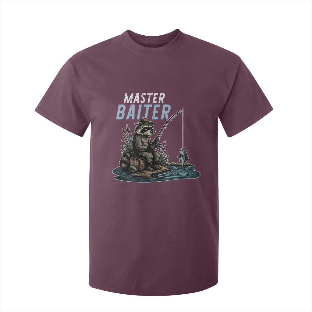 Funny Raccoon Fishing T Shirt For Kid Master Baiter Fisherman TS14 Maroon Print Your Wear