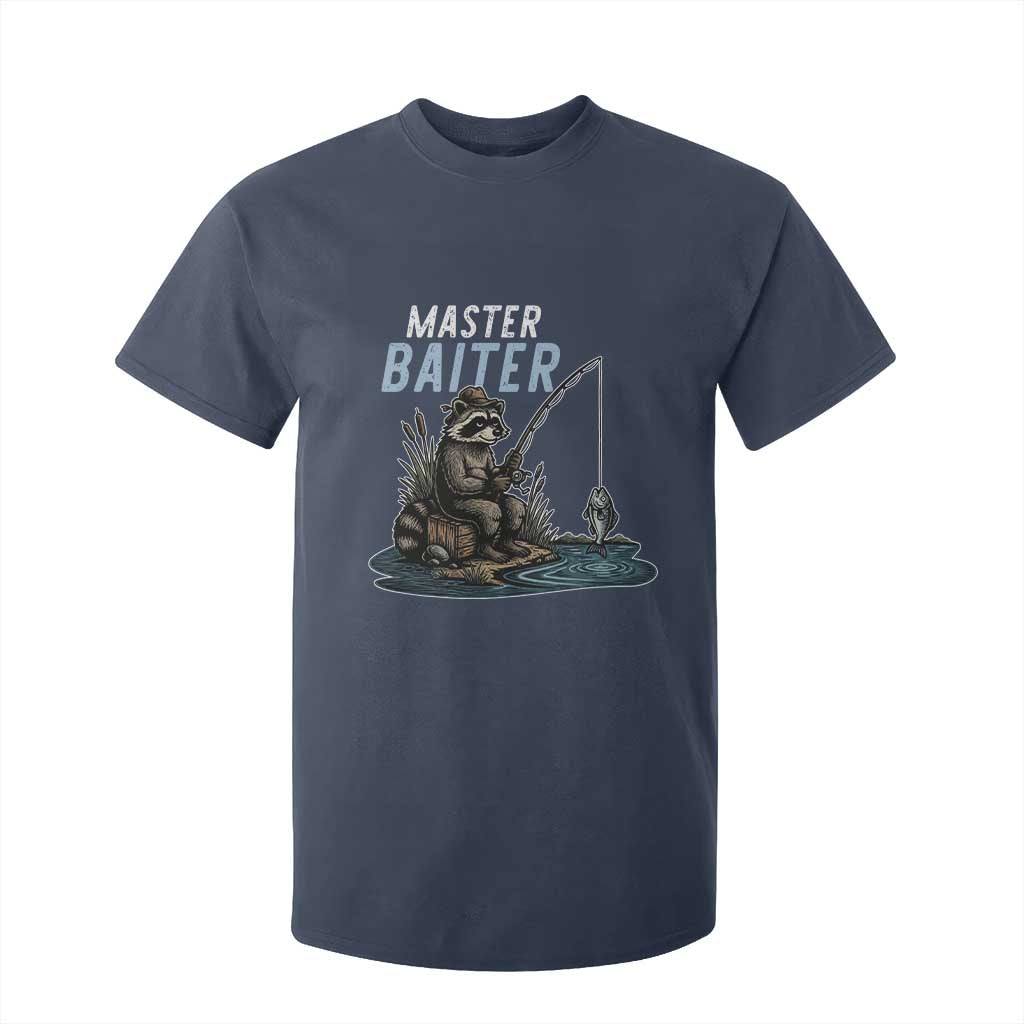 Funny Raccoon Fishing T Shirt For Kid Master Baiter Fisherman TS14 Navy Print Your Wear