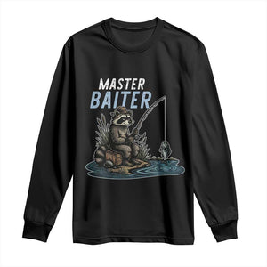 Funny Raccoon Fishing Long Sleeve Shirt Master Baiter Fisherman TS14 Black Print Your Wear