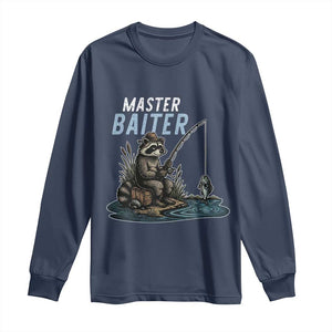 Funny Raccoon Fishing Long Sleeve Shirt Master Baiter Fisherman TS14 Navy Print Your Wear
