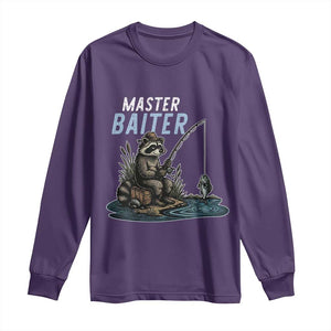 Funny Raccoon Fishing Long Sleeve Shirt Master Baiter Fisherman TS14 Purple Print Your Wear
