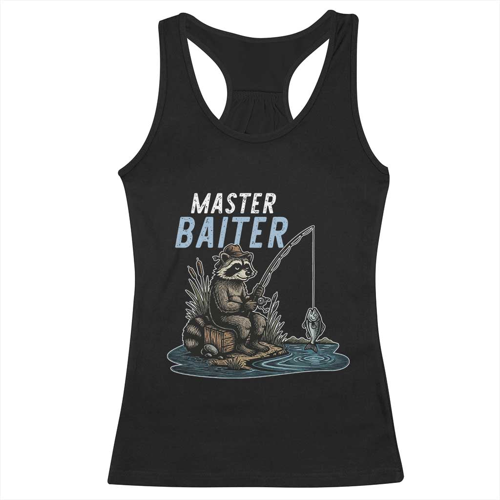 Funny Raccoon Fishing Racerback Tank Top Master Baiter Fisherman TS14 Black Print Your Wear