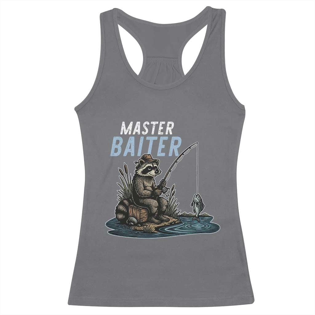 Funny Raccoon Fishing Racerback Tank Top Master Baiter Fisherman TS14 Charcoal Print Your Wear