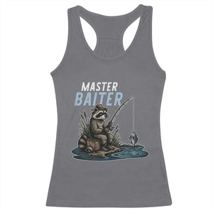 Funny Raccoon Fishing Racerback Tank Top Master Baiter Fisherman TS14 Charcoal Print Your Wear