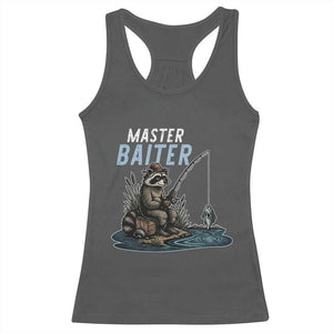 Funny Raccoon Fishing Racerback Tank Top Master Baiter Fisherman TS14 Dark Heather Print Your Wear