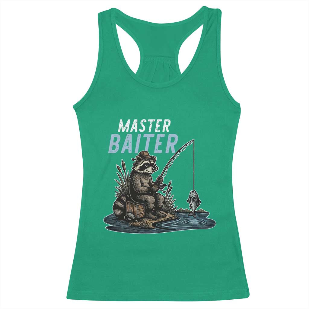 Funny Raccoon Fishing Racerback Tank Top Master Baiter Fisherman TS14 Irish Green Print Your Wear
