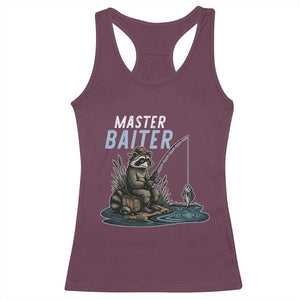 Funny Raccoon Fishing Racerback Tank Top Master Baiter Fisherman TS14 Maroon Print Your Wear