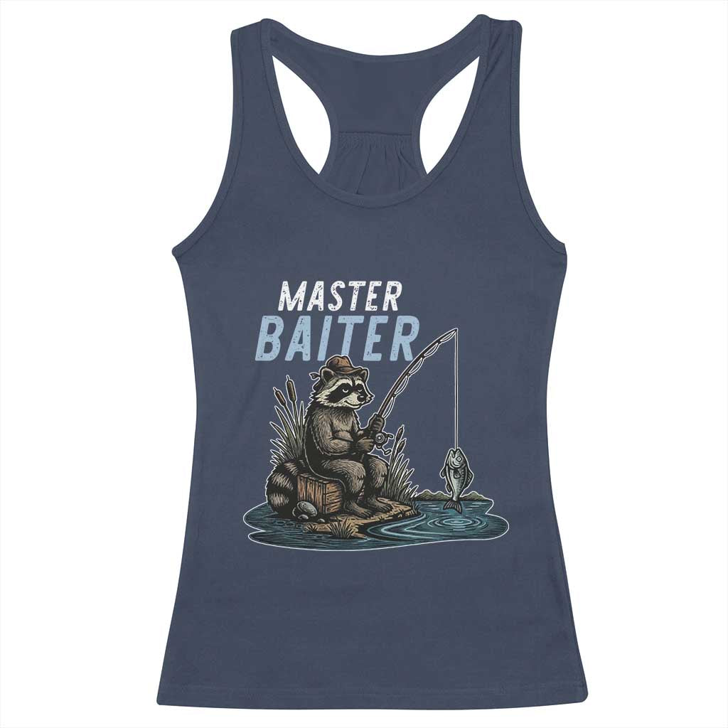 Funny Raccoon Fishing Racerback Tank Top Master Baiter Fisherman TS14 Navy Print Your Wear