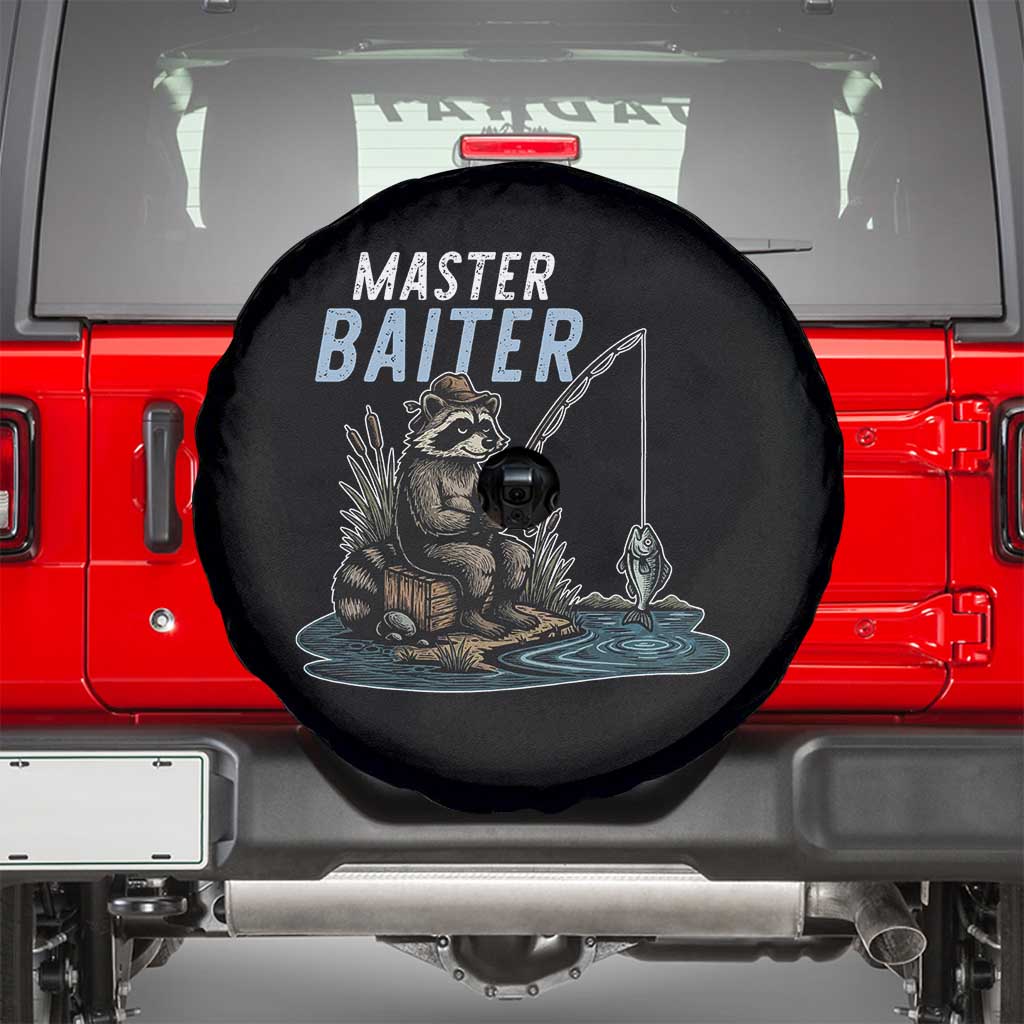 Funny Raccoon Fishing Spare Tire Cover Master Baiter Fisherman TS14 Black Print Your Wear