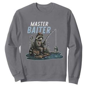 Funny Raccoon Fishing Sweatshirt Master Baiter Fisherman TS14 Charcoal Print Your Wear