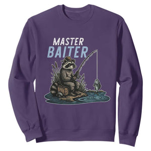 Funny Raccoon Fishing Sweatshirt Master Baiter Fisherman TS14 Purple Print Your Wear
