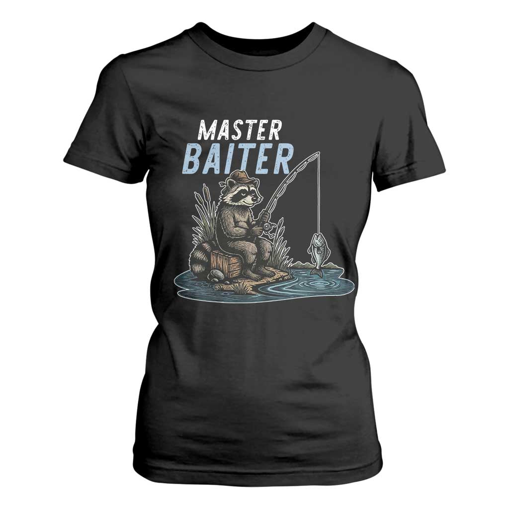 Funny Raccoon Fishing T Shirt For Women Master Baiter Fisherman TS14 Black Print Your Wear