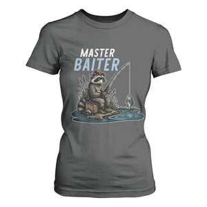 Funny Raccoon Fishing T Shirt For Women Master Baiter Fisherman TS14 Dark Heather Print Your Wear