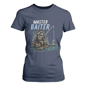 Funny Raccoon Fishing T Shirt For Women Master Baiter Fisherman TS14 Navy Print Your Wear
