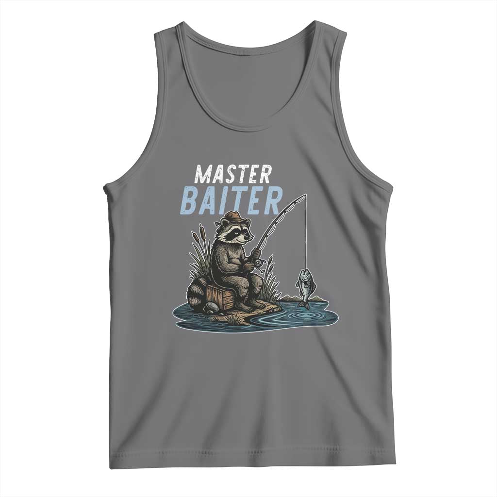 Funny Raccoon Fishing Tank Top Master Baiter Fisherman TS14 Black Heather Print Your Wear
