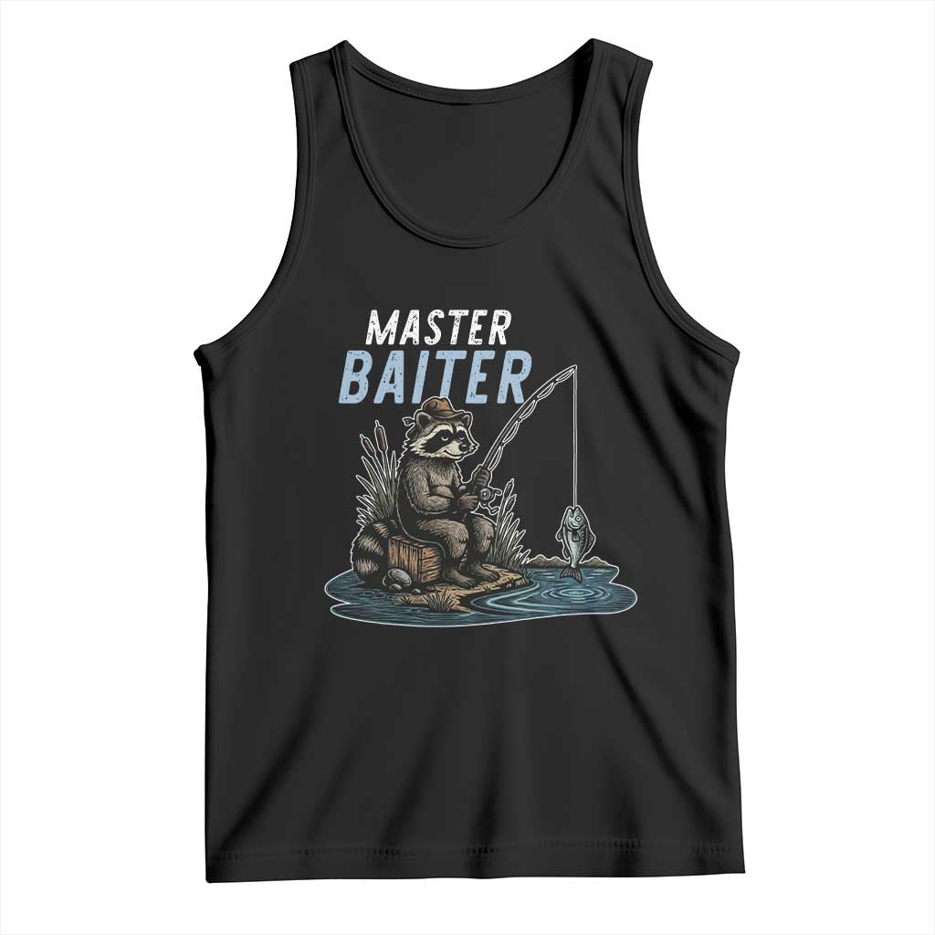 Funny Raccoon Fishing Tank Top Master Baiter Fisherman TS14 Black Print Your Wear